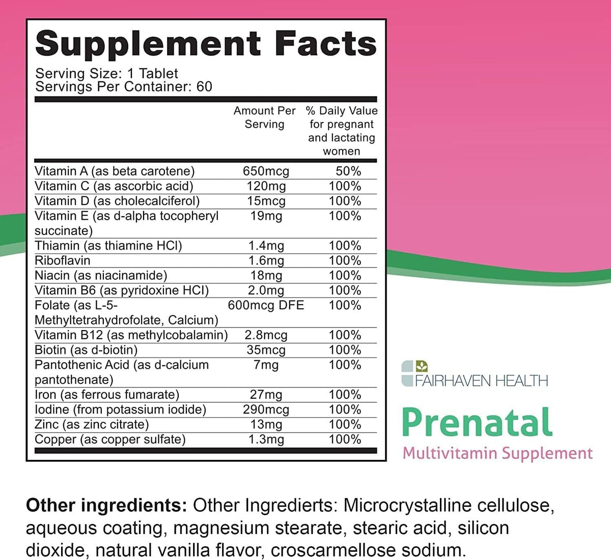 Fairhaven Health Peapod Prenatal Multivitamin – Once Daily, Vanilla Flavour – with Methylfolate, Iron & Vitamin C – 60 Tablets (2-Month Supply) - görsel 2