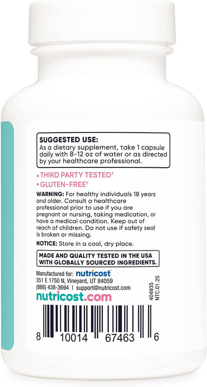 Nutricost Folic Acid (Vitamin B9) 1200 mcg with B12 and Biotin - 120 Vegetarian Capsules - Non-GMO & Gluten-free