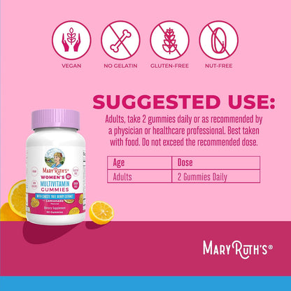 MaryRuth's Multivitamin for Women 40+ | Sugar Free | Vegan | Daily Vitamins with Chasteberry | Hair, Skin and Nail Gummies | 60 Count