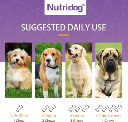 Nutridog Dog Probiotic Chews – 6 Billion CFU, 6 Strains, Duck Flavour (120 Count)