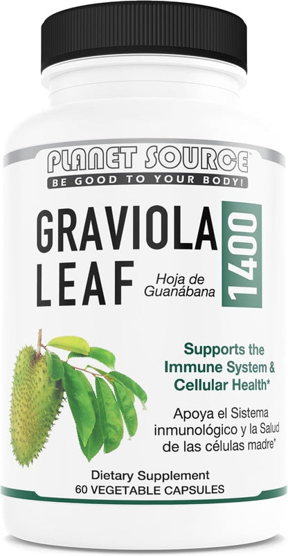 Graviola Leaf – Annona Muricata Soursop – Traditional Herbal Supplement – Natural Antioxidant – 60 Vegetable Capsules (1400mg)