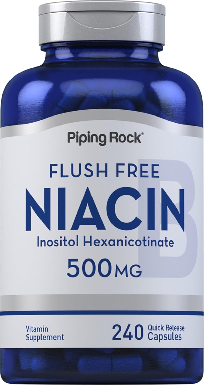 Piping Rock Niacin 500mg Flush Free | 240 Capsules | Vitamin B3 Food Supplement - görsel 1