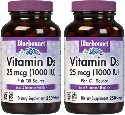 Bluebonnet Nutrition Vitamin D3 1000 IU Softgels – Non-GMO, Gluten-Free, 100 Softgels