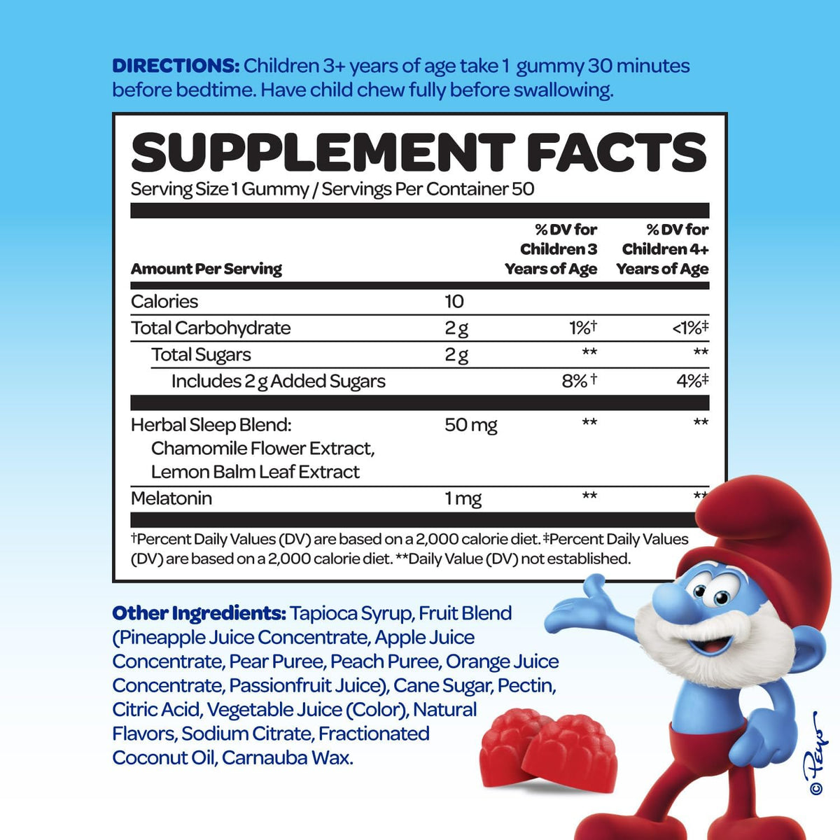 The Smurfs Melatonin Gummies for Children with Chamomile & Lemon Balm - 1mg, 50 Gummies - görsel 2