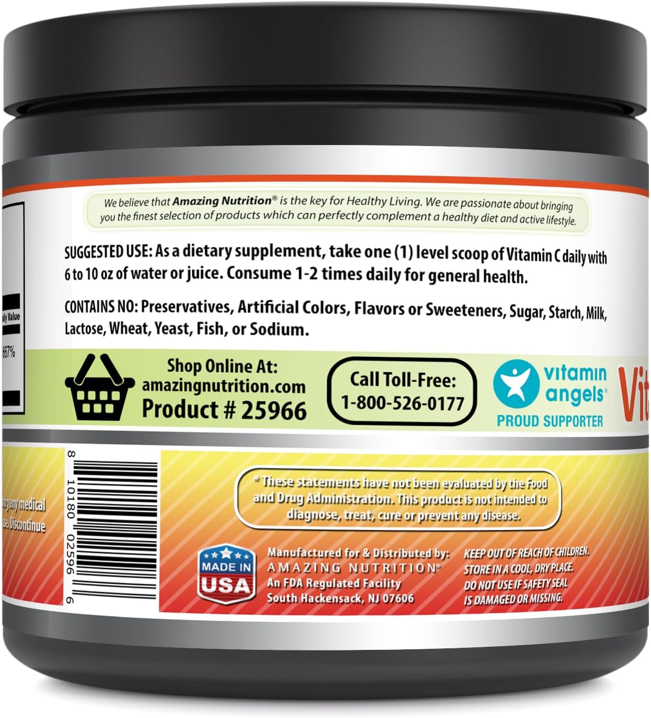 Amazing Formulae Vitamin C Powder Supplement - Unflavoured Ascorbic Acid - 1g per Serving - Non-GMO, Gluten-Free - 454 g - görsel 3
