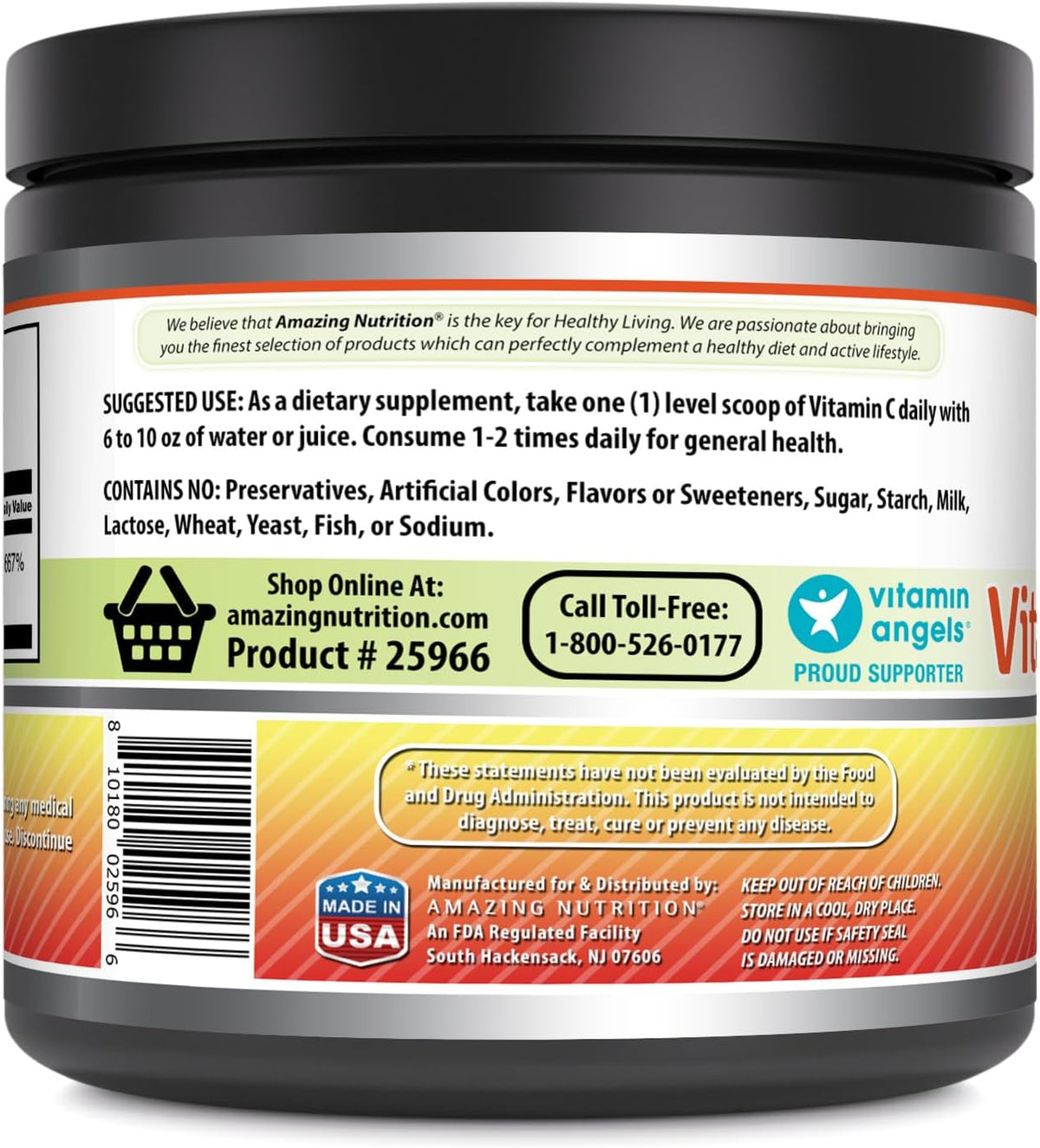 Amazing Formulae Vitamin C Powder Supplement - Unflavoured Ascorbic Acid - 1g per Serving - Non-GMO, Gluten-Free - 454 g - görsel 3