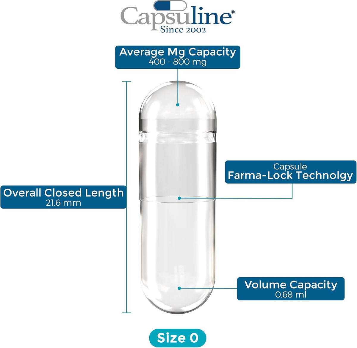 Capsuline Size 0 Empty Gelatine Capsules, Clear - 10000 Count | Gluten-free, Kosher, Non-GMO Certified | Pure Bovine Capsules for DIY Supplement Filling - görsel 6