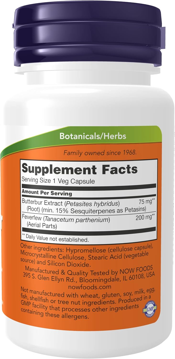 NOW Foods Butterbur & Feverfew - 60 Vegetable Capsules (Pack of 2) - görsel 2