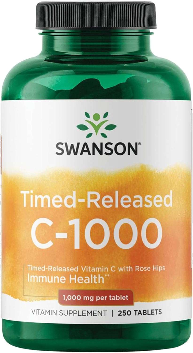 Swanson Timed-Release Vitamin C with Rose Hips - 1000 mg, 250 Tablets - görsel 8