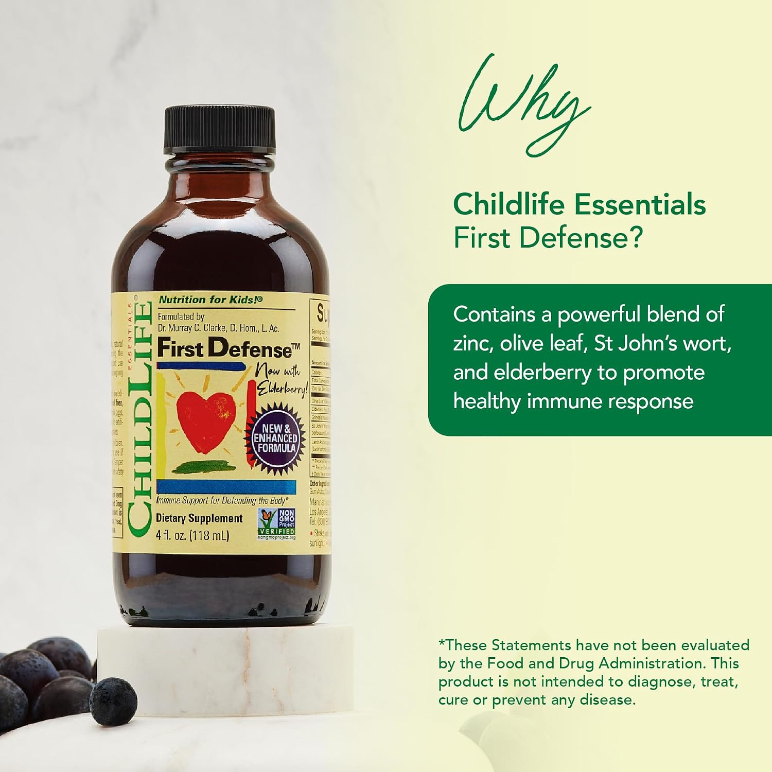 CHILDLIFE ESSENTIALS First Defence – Liquid Immune Support for Children, Elderberry & Zinc, Non-GM, Gluten-free, 4 fl oz (118 ml) (Pack of 3) - görsel 3