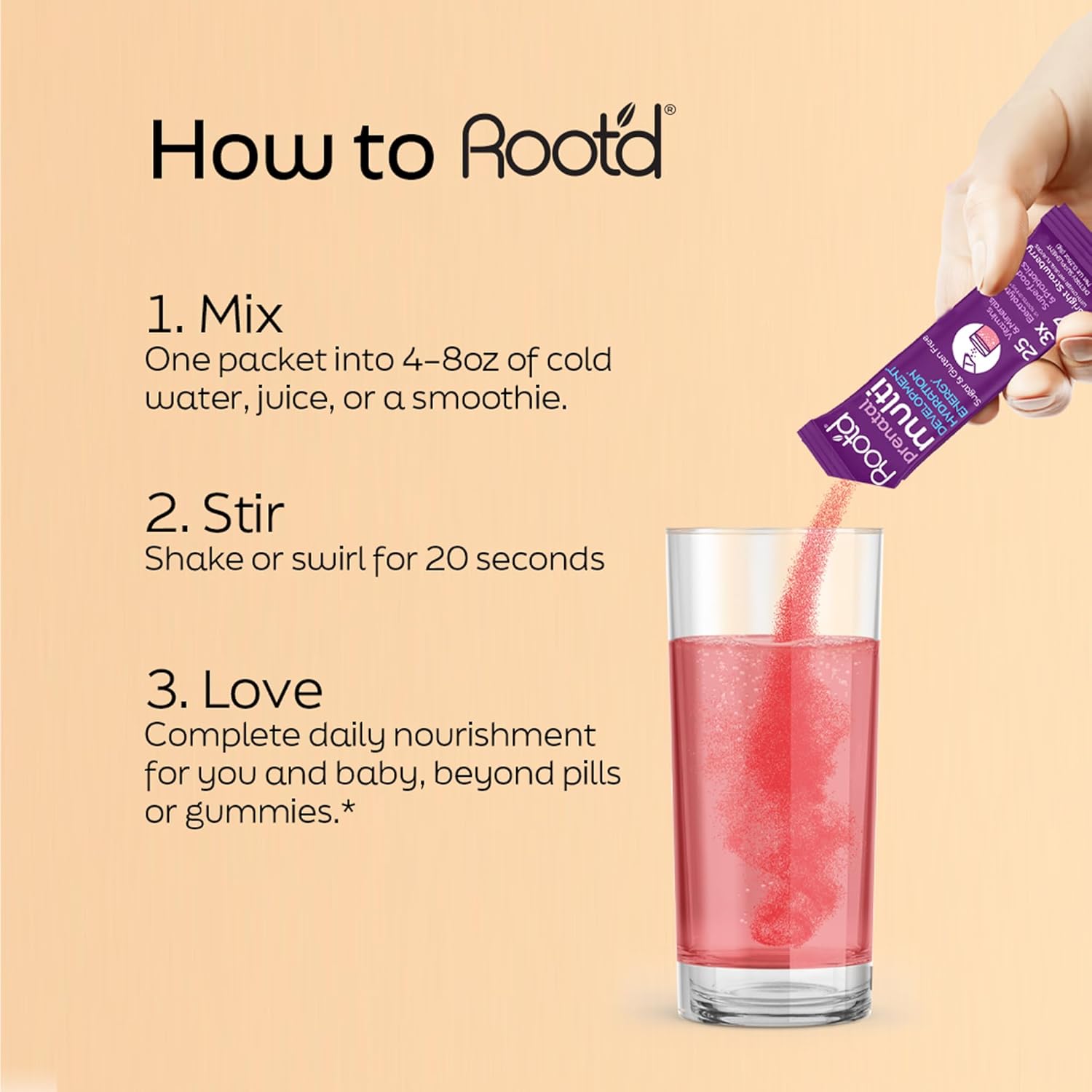 Root'd Prenatal Multivitamin Powder - 25 Vitamins & Minerals with 3X Electrolytes, Folate, Iron, D3, 7 Superfoods & Probiotics (24 Packets) - görsel 3