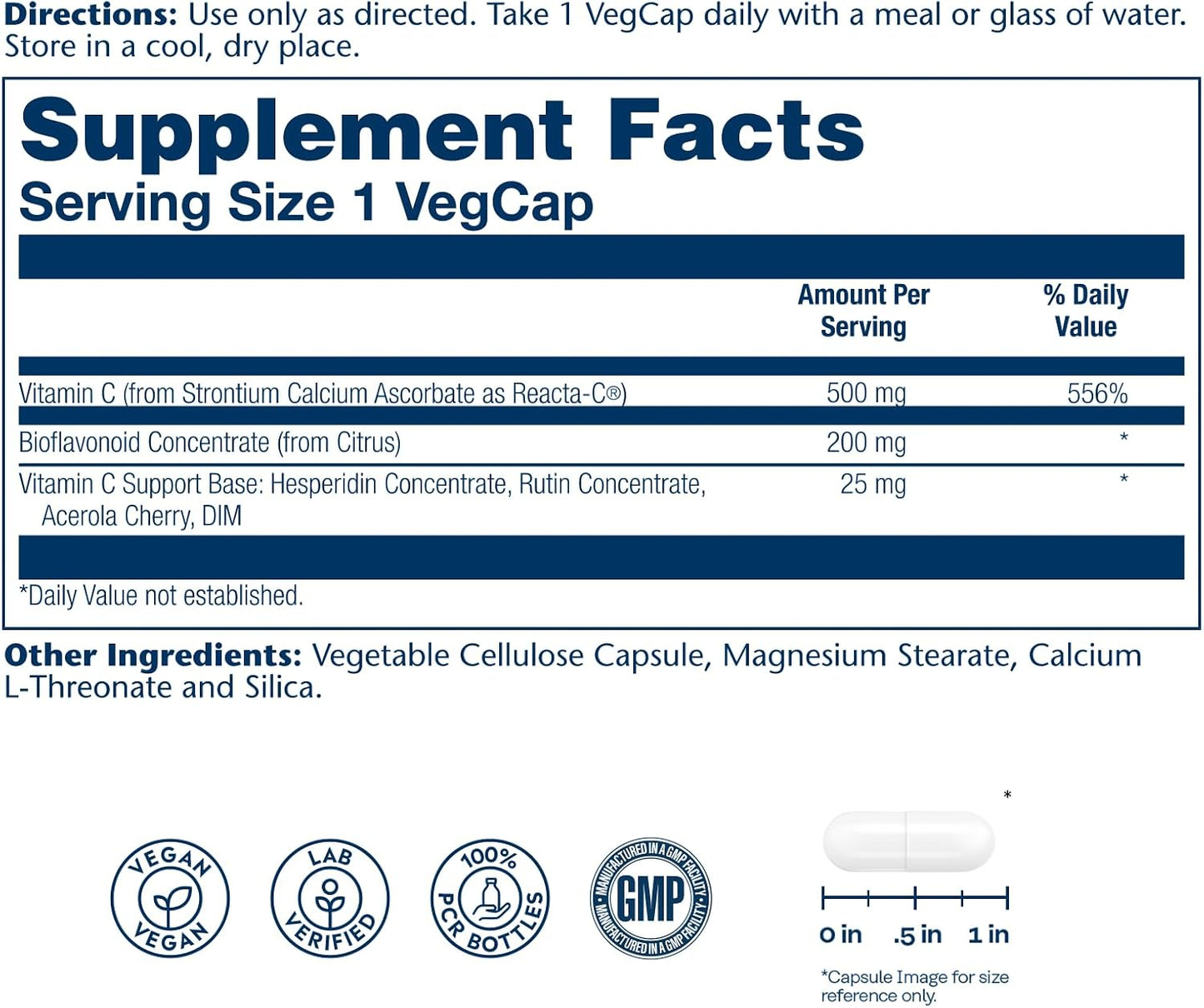 SOLARAY ReactaC Vitamin C 500mg – Patented 24-Hour Immune Support with Bioflavonoids and Rutin – Vegan Capsules - görsel 2