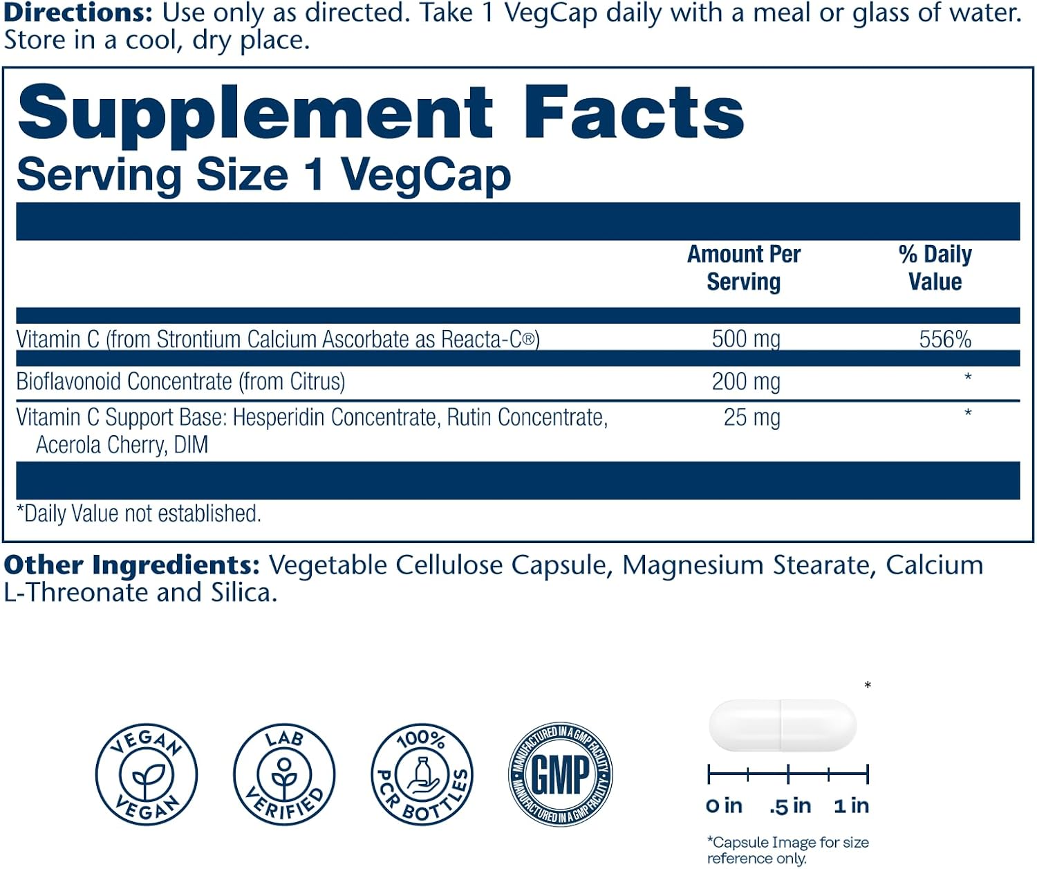SOLARAY ReactaC Vitamin C 500mg – Patented 24-Hour Immune Support with Bioflavonoids and Rutin – Vegan Capsules - görsel 2