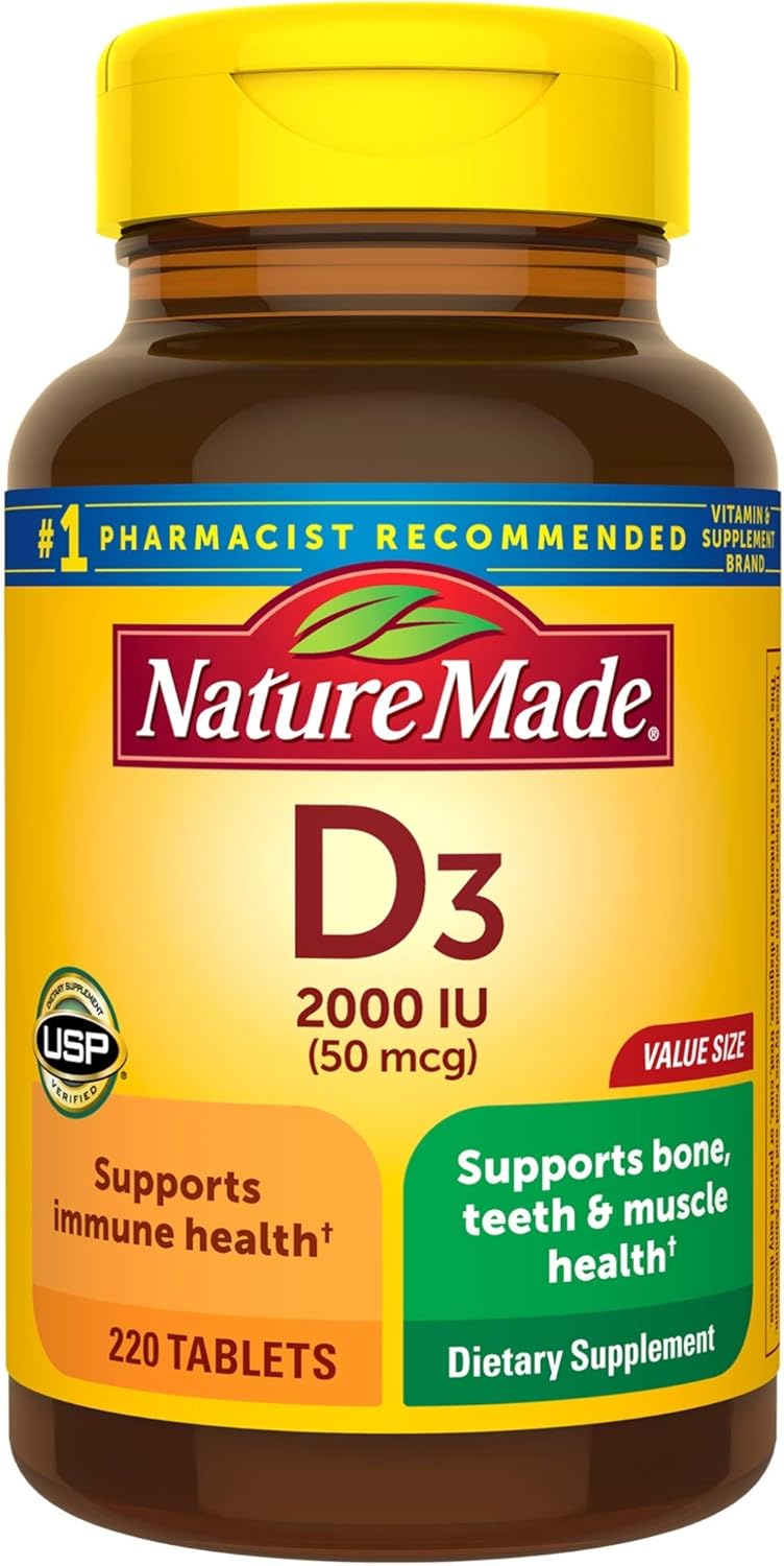 Nature Made Vitamin D3 2000 IU (50 mcg), 220 Tablets - görsel 1