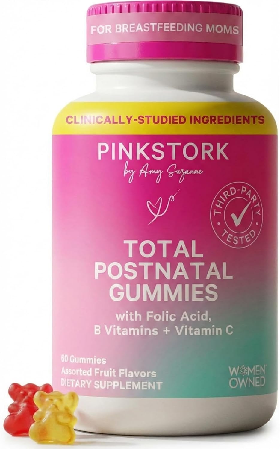 Pink Stork Total Postnatal Vitamin Gummies – Multivitamin for Postpartum Recovery and Breastfeeding Support (60 Gummies) - görsel 1
