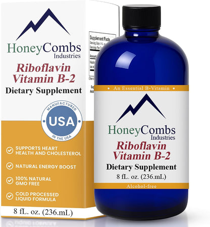 HoneyCombs Vitamin B2 Liquid Drops – High Potency Riboflavin Supplement – Alcohol Free, Vegan – 30 ml