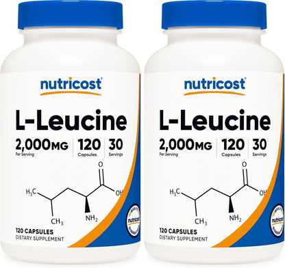 Nutricost L-Leucine 2000mg – 120 Vegan Capsules – Amino Acid Supplement