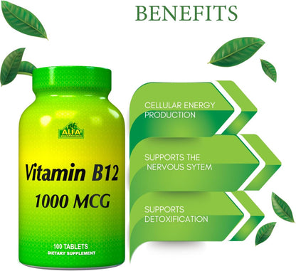 ALFA VITAMINS Vitamin B12 1000mcg 100 Tablets