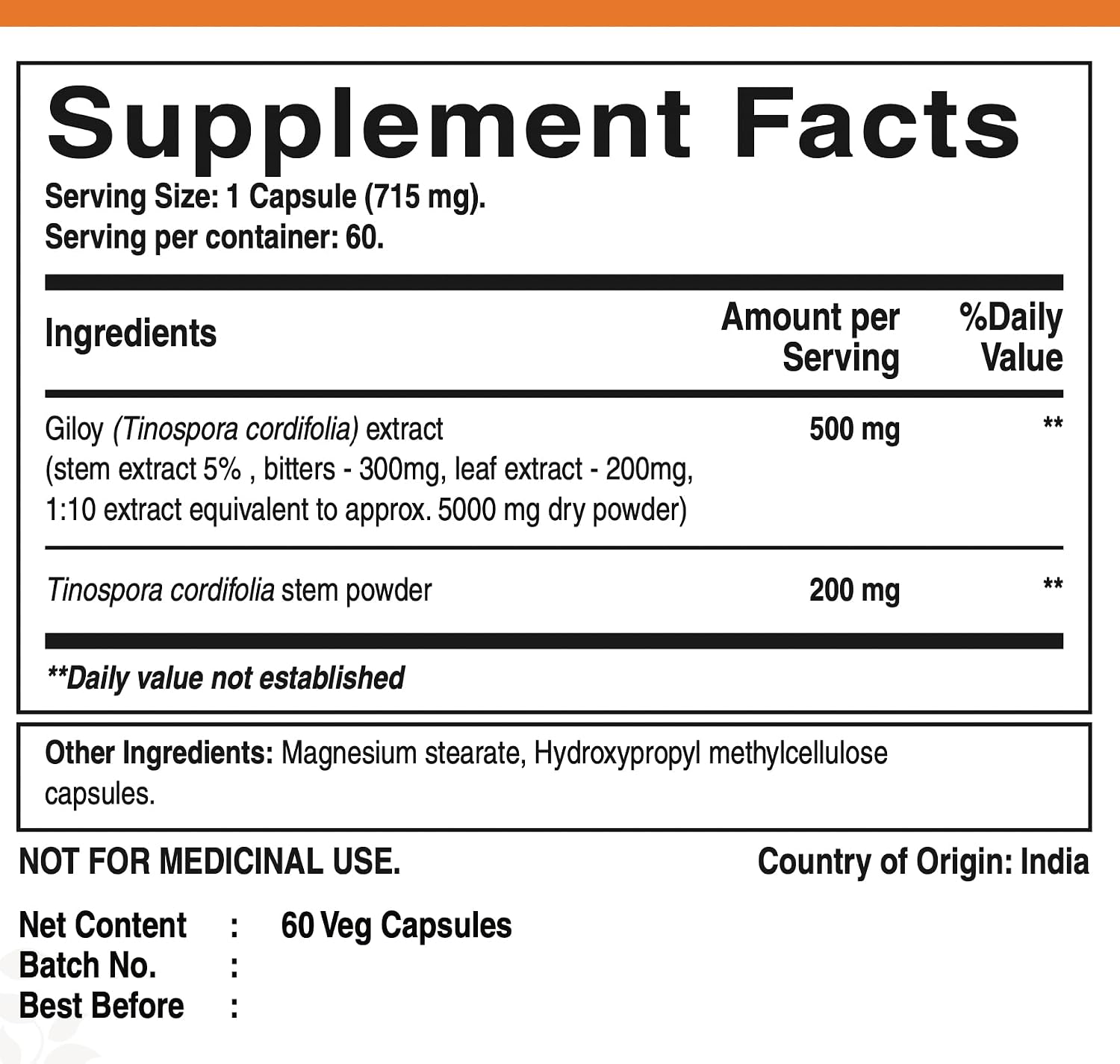 Pure Nutrition Giloy Guduchi Extract 700mg Capsule – 60-Day Supply - görsel 7
