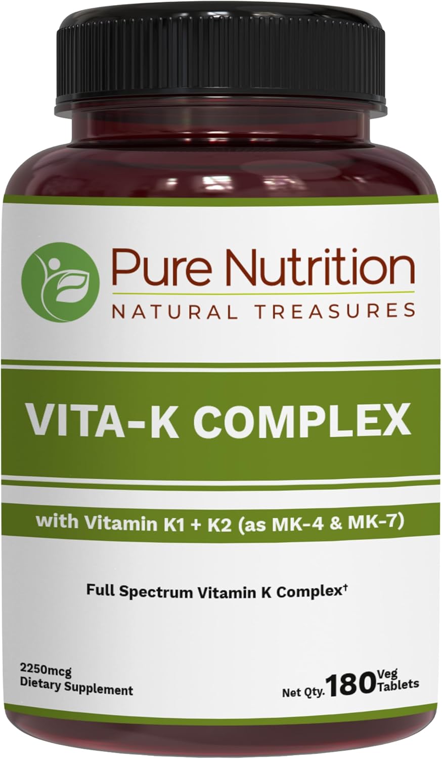 Pure Nutrition Vitamin K Complex K1 + K2, 2250 mcg, 120 Veg Tablets - görsel 8
