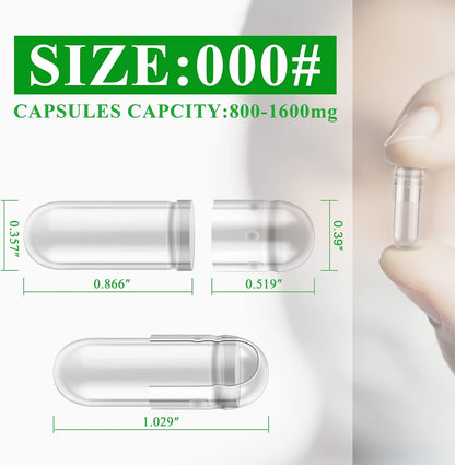 WANANFU Size 000 Empty Vegetarian Capsules (500 Count) with Micro Lab Spoon