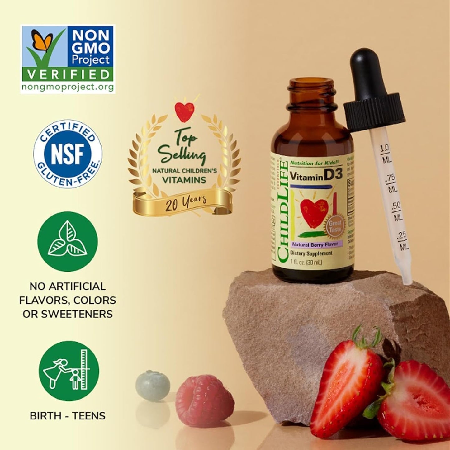 ChildLife Essentials Vitamin D3 Mixed Berry, 1 oz - görsel 4