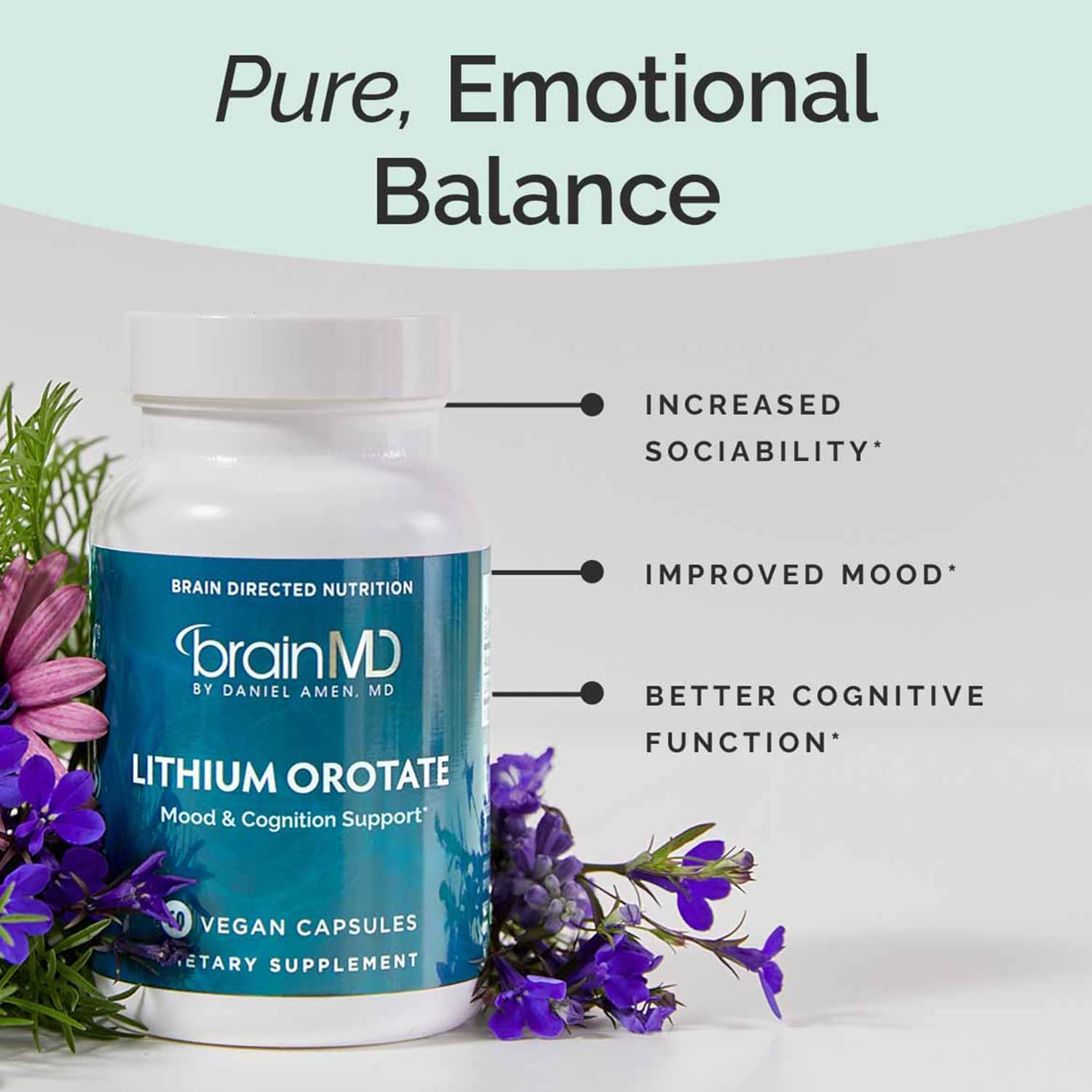 BRAINMD Dr Amen Lithium Orotate - 60 Capsules - Brain Support - Gluten-free - 60 Servings - görsel 2