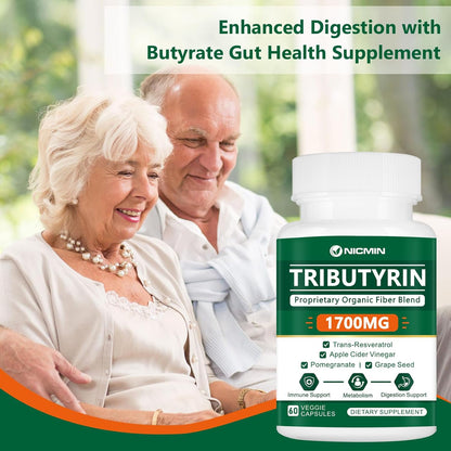 Tributyrin Supplement - Premium Butyrate Gut Health Supplement for Intestinal Support 60 Capsules