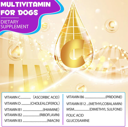 15 in 1 Dog Multivitamin Liquid Drops - Vitamins for Heart, Joints, Skin & Coat, Urinary Tract, Immune Support (60 ml)