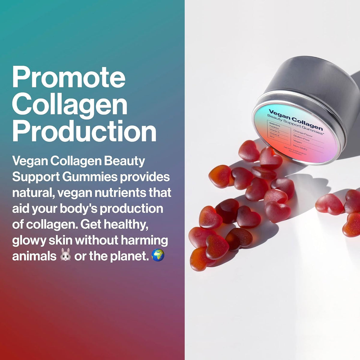 Habit + Habitat Vegan Beauty Support Gummies - Collagen Booster with Biotin, Vitamins C, A, E, Folic Acid - 60 Gummies - görsel 3