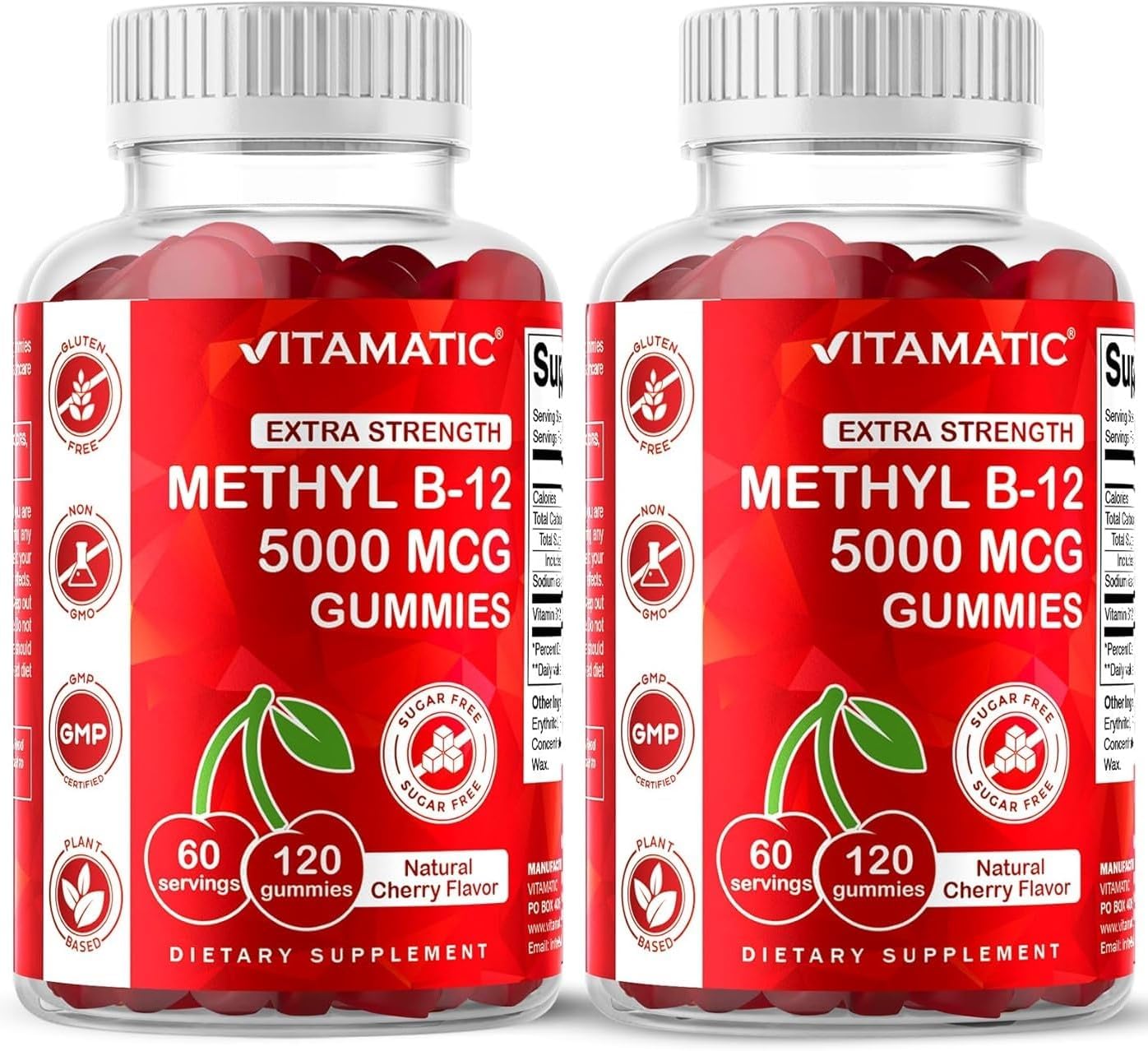 Vitamatic Extra Strength Vitamin B12 5000mcg Methylcobalamin Gummies - 120 Count (2-Pack) - görsel 1