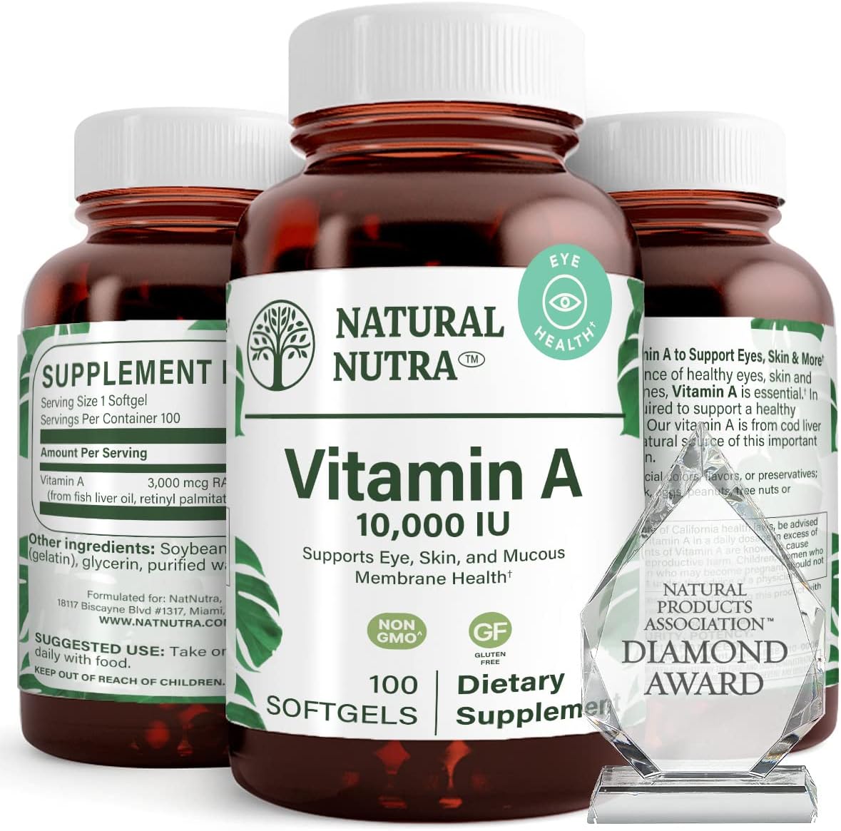 Natural Nutra Vitamin A 10,000 IU Softgels – High Potency Eye and Skin Vitamins – Gluten-Free, 250 Softgels - görsel 6