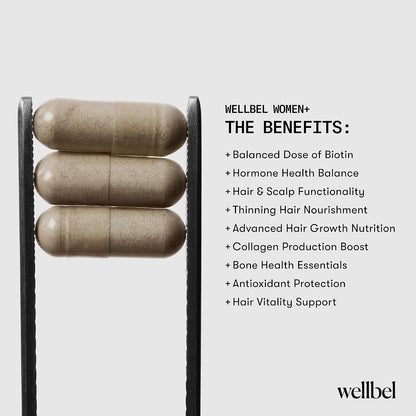 WELLBEL Women+ Clean Supplement for Hair, Skin and Nails - Vegan, Gluten-Free, Non-GMO - 90 Capsules – Image 6