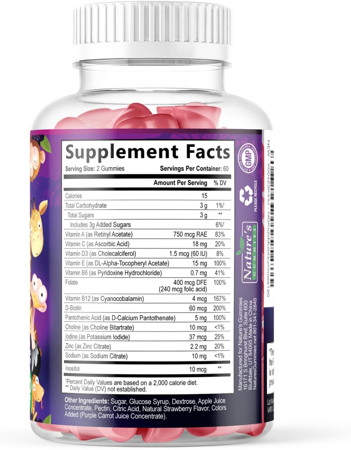 Nature's Nutrition Multivitamin for Kids - Complete Daily Children's Multi Vitamin Gummy - Natural Berry Flavour - 120 Gummies - görsel 9