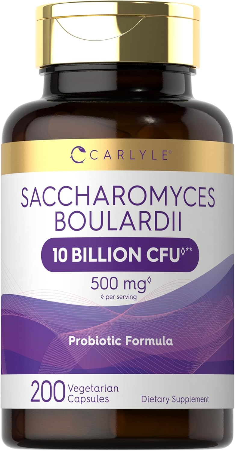 Carlyle Saccharomyces Boulardii Probiotics & Prebiotics | 10 Billion CFUs | 200 Capsules | Non-GMO, Gluten-free - görsel 1