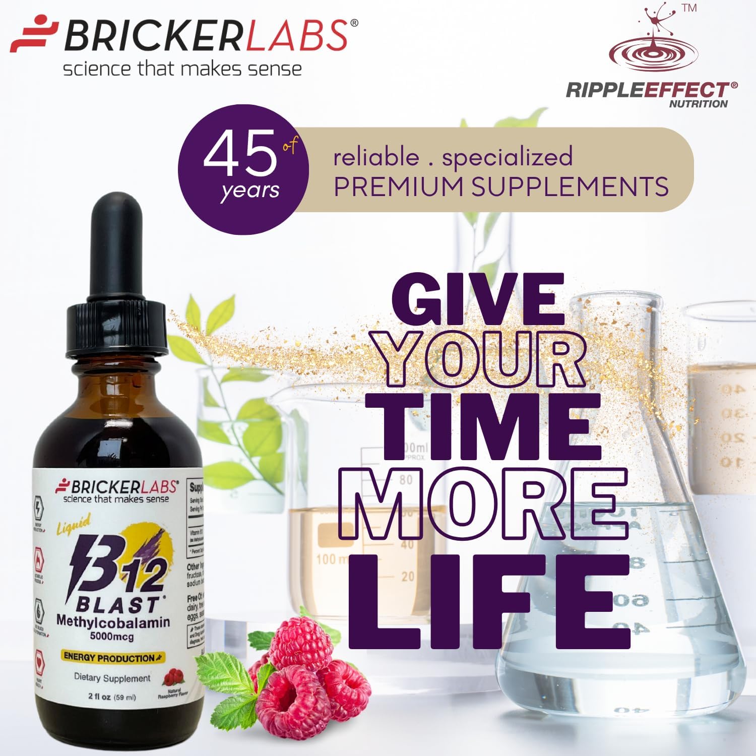 Bricker Labs B12 Blast Methylcobalamin 5000mcg Sublingual Liquid - Vegan B12 Energy Supplement - görsel 9