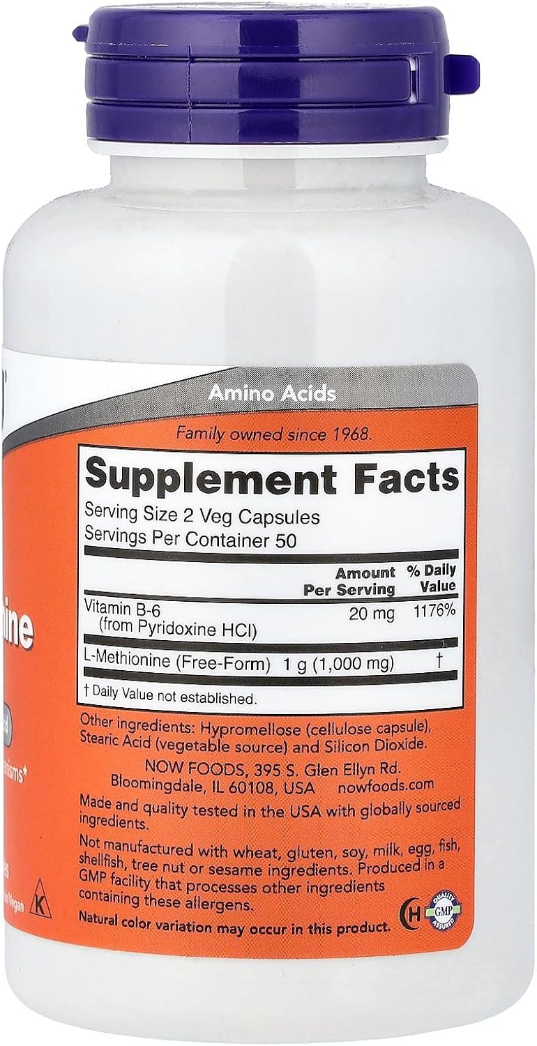 Now Foods L-Methionine 500 mg, 100 Capsules - görsel 2