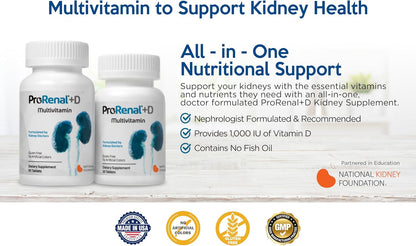 Nephroceuticals ProRenal+D Kidney Multivitamins – 30-Day Supply