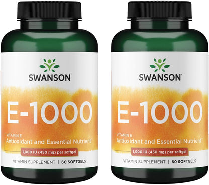 Swanson Vitamin E 1000 IU (450 mg) 60 Soft Capsules