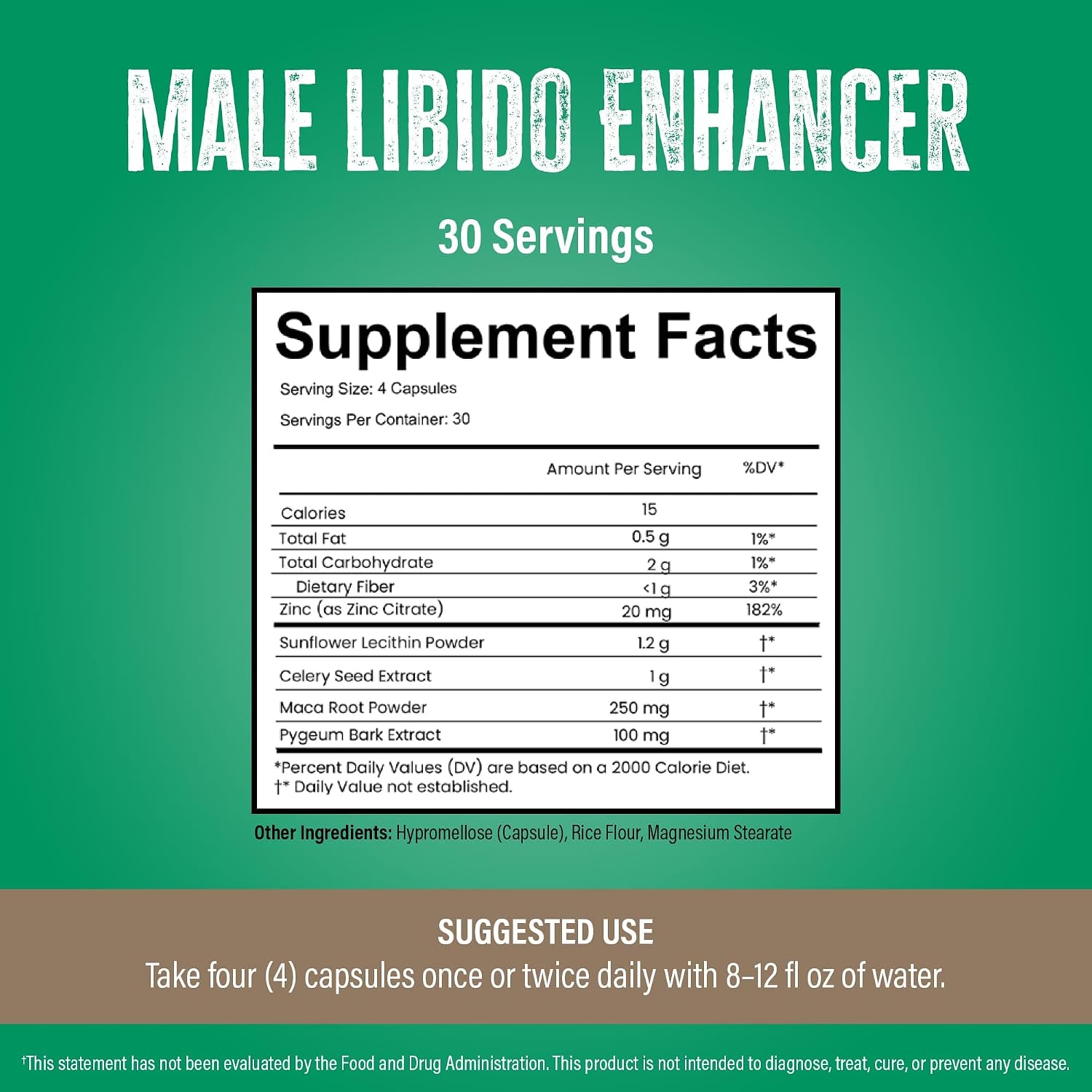 Virility - Men's Potency Support: Zinc, Sunflower Lecithin, Pygeum & Celery Extract, Maca Root - 120 Capsules - görsel 6