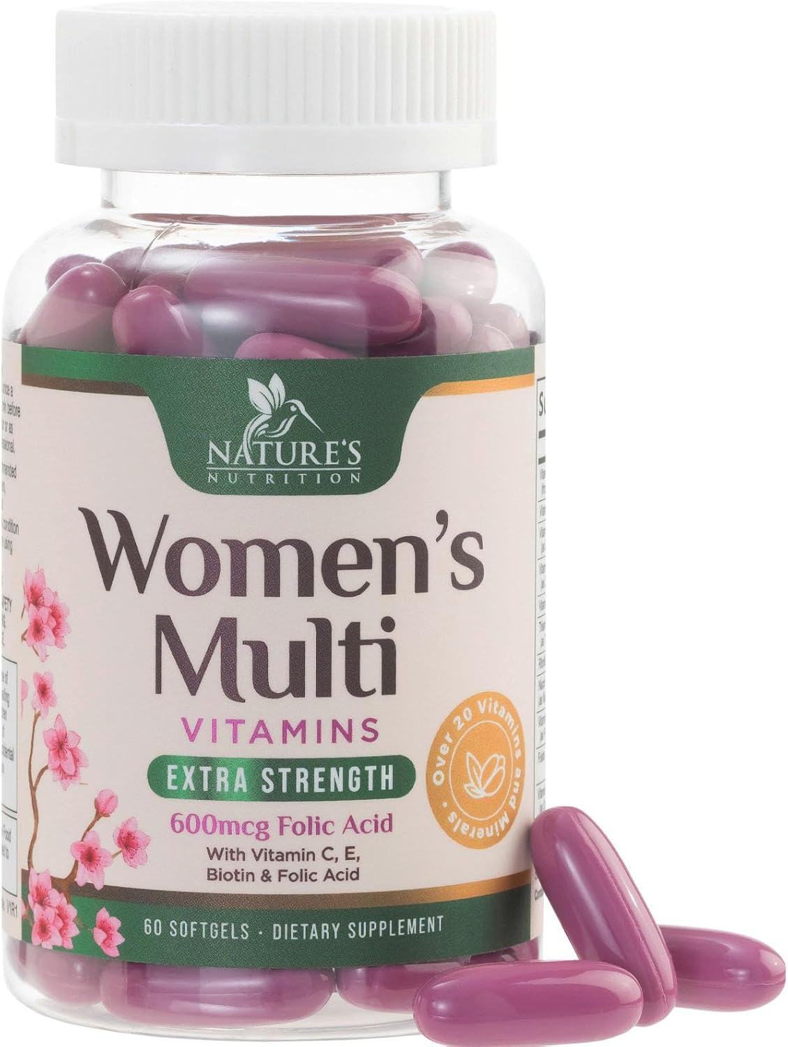 Multivitamin for Women - Complete Daily Women's Multivitamin with Calcium, Folic Acid, Vitamin A, C, D, E, and B Vitamins, Zinc and Iron - Vitamins for Bone, Energy & Immune Support - 60 Softgels - görsel 1
