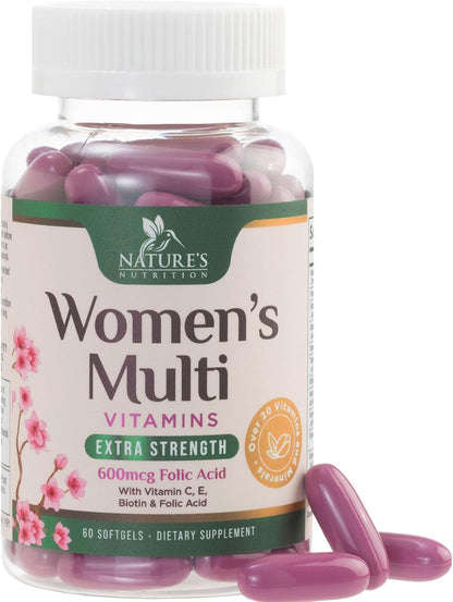 Multivitamin for Women - Complete Daily Women's Multivitamin with Calcium, Folic Acid, Vitamin A, C, D, E, and B Vitamins, Zinc and Iron - Vitamins for Bone, Energy & Immune Support - 60 Softgels