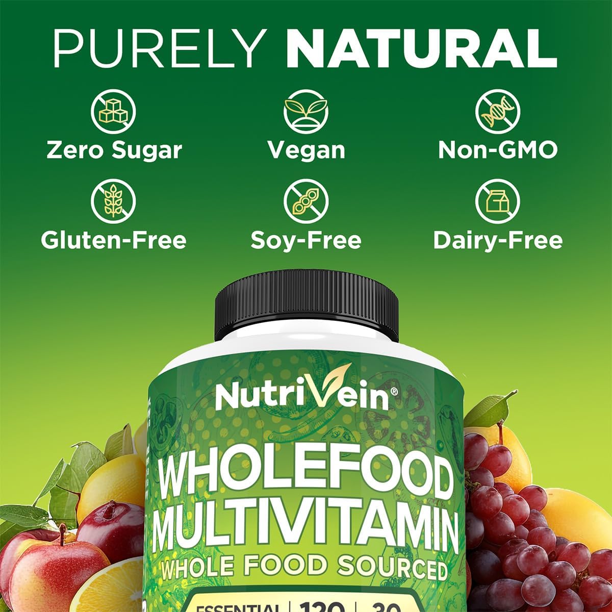 Nutrivein Whole Food Multivitamin for Men and Women – 120 Vegan Capsules - görsel 5