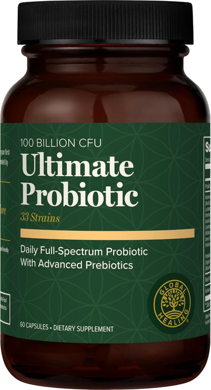 Global Healing Ultimate Probiotic Blend with Prebiotics – 75 Billion CFU (60 Capsules)