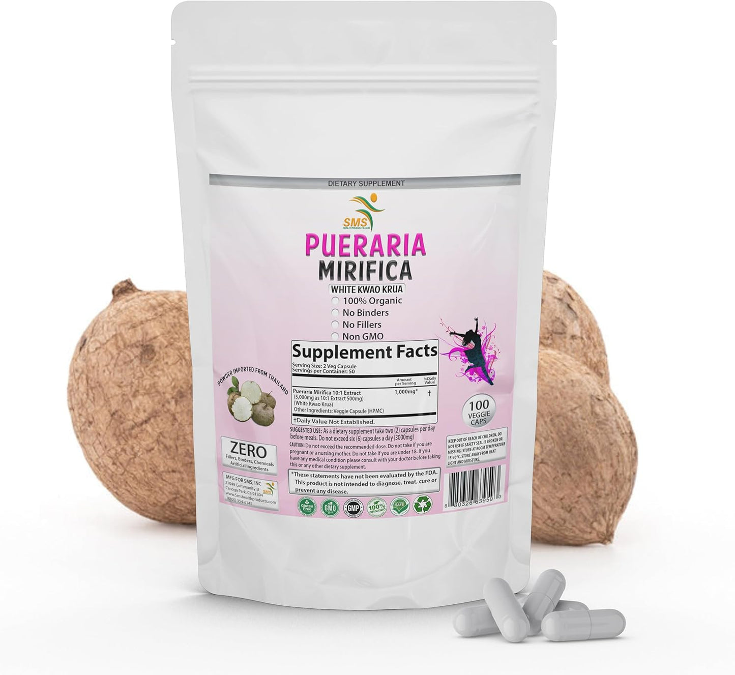 Pueraria Mirifica 10:1 Extract – 1,000 mg per Serving, 100 Capsules - görsel 1