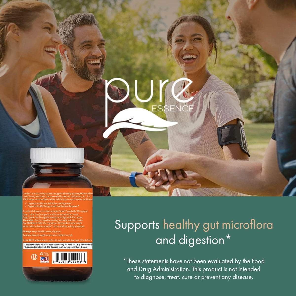 Pure Essence Candex Food Supplement – Yeast Balance Support with Digestive Enzymes – 80 Capsules - görsel 6