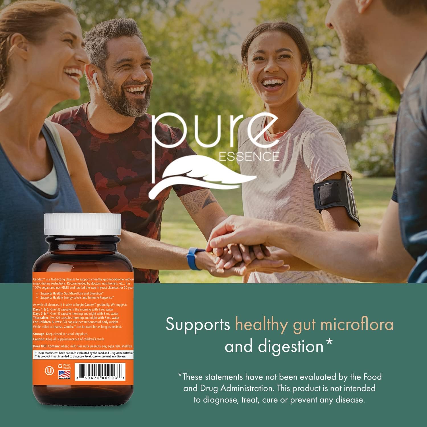 Pure Essence Candex Food Supplement – Yeast Balance Support with Digestive Enzymes – 80 Capsules - görsel 6