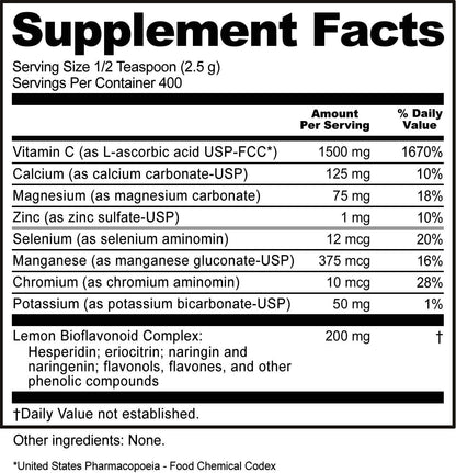 NutriBiotic Ascorbate Bio-C - Buffered Effervescent Vitamin C Powder with Bioflavonoids and Minerals, 1 kg