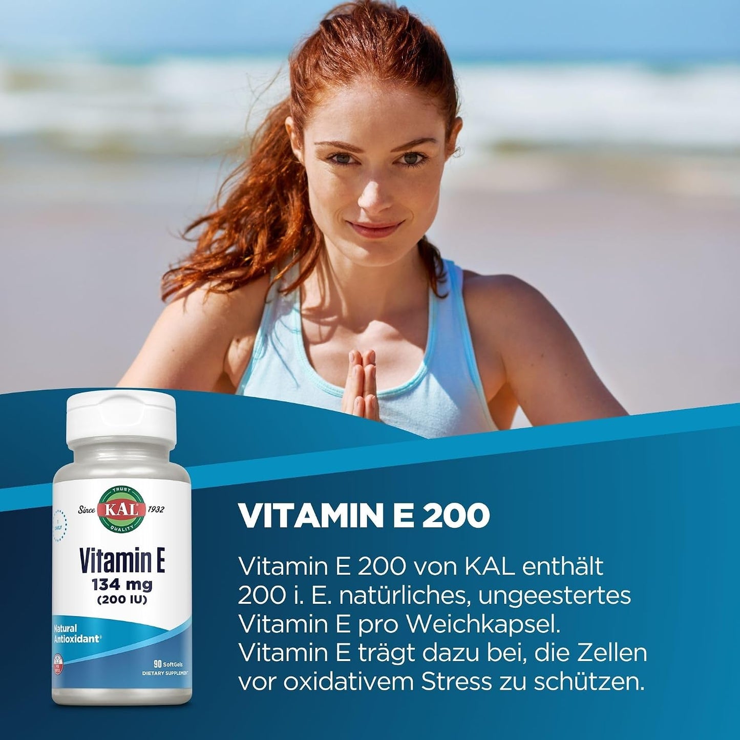 KAL E-200 D-Alpha Tocopherol 200 IU Softgels, 90 Count - görsel 2