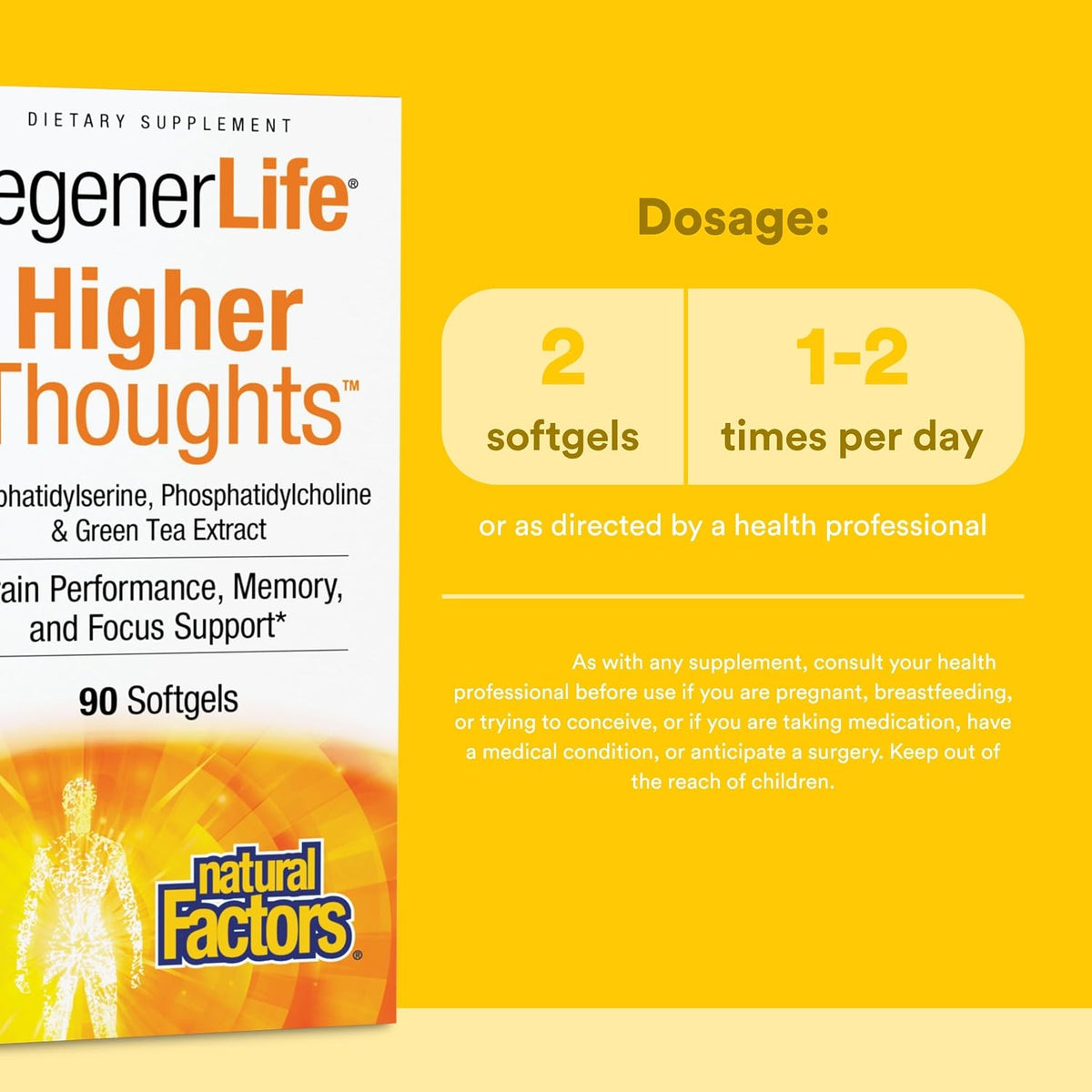 Natural Factors Higher Thoughts – Supports Cognitive and Cardiovascular Health – Fish Oil with EPA, DHA and More – 90 Softgels - görsel 3